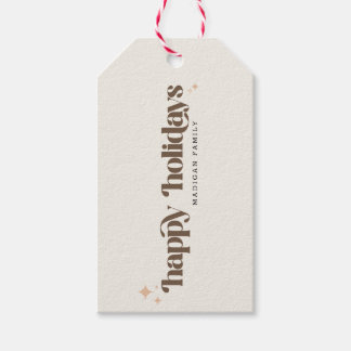 Classic Happy Holidays Family Retro Christmas Gift Tags
