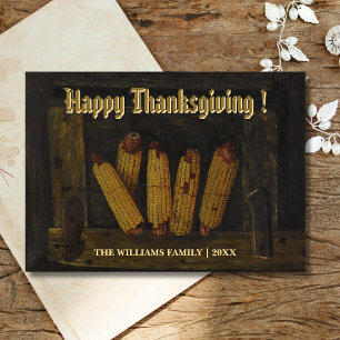 Classic Happy Thanksgiving Hanging Ears of Corn Card