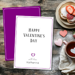 Classic Happy Valentine's Day Purple Little Heart Holiday Card