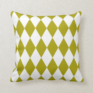 Classic Harlequin Diamond Pattern Chartreuse Cushion