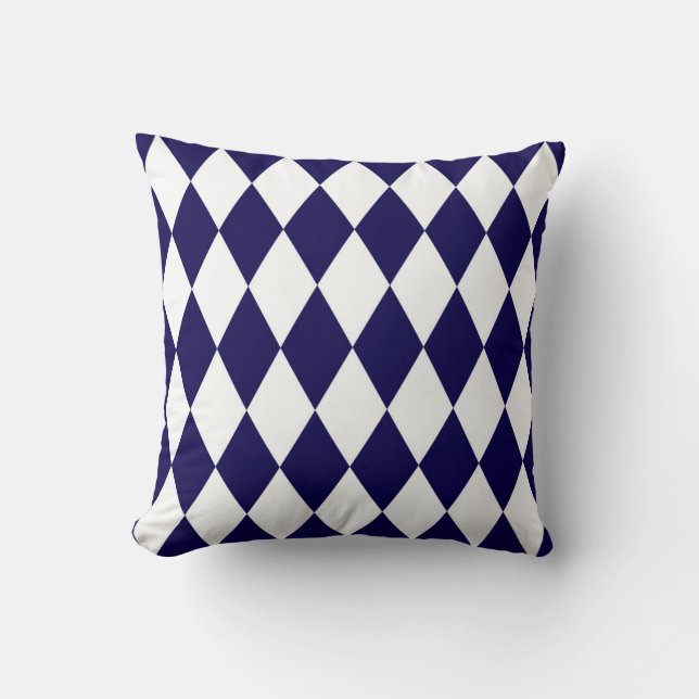 Classic Harlequin Diamond Pattern Cobalt Cushion (Front)