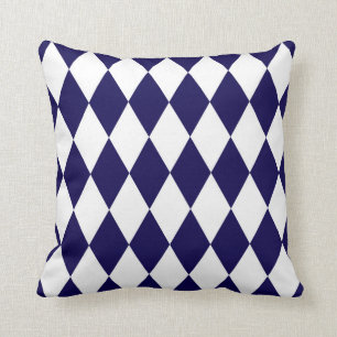 Classic Harlequin Diamond Pattern Cobalt Cushion