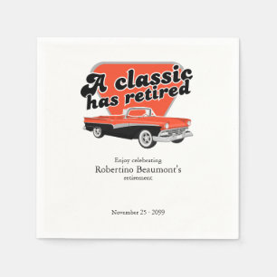 Classic has Retired Red Car Retirement Party Napkin