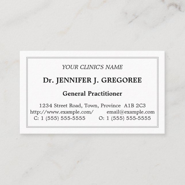 Classic Health Care Professional Business Card (Front)