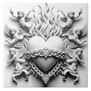 Classic Heart + Chain  Ceramic Tile