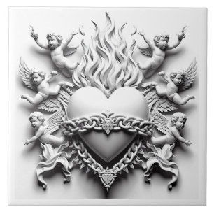 Classic Heart + Chain  Ceramic Tile
