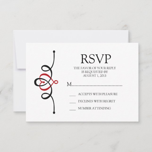 Classic Heart Red Traditional Wedding RSVP (Front)