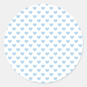 Classic Hearts Baby Blue - White Round Sticker