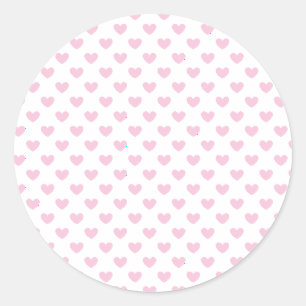 Classic Hearts Light Pink - White Round Sticker