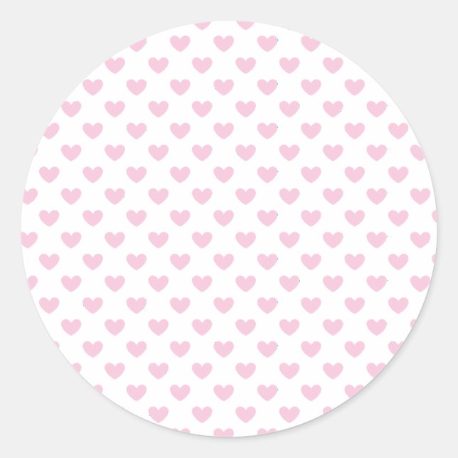 Classic Hearts Light Pink - White Round Sticker (Front)