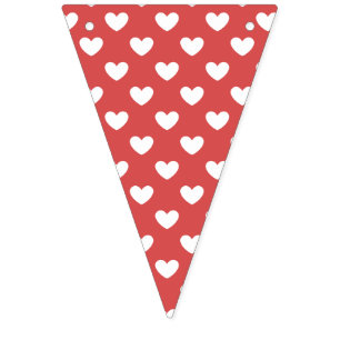 Classic Hearts White - Coral Red Bunting