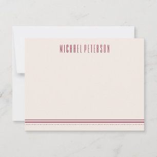 Classic Hexagon Men's Stationery - Maroon Card