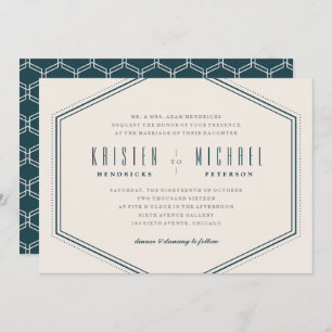 Classic Hexagon Wedding Invitation - Ocean