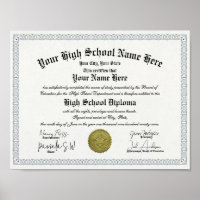 Classic High School Diploma Template Replica