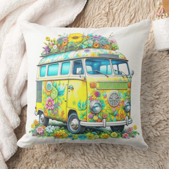 Classic Hippie Tour Bus Cushion (Blanket)