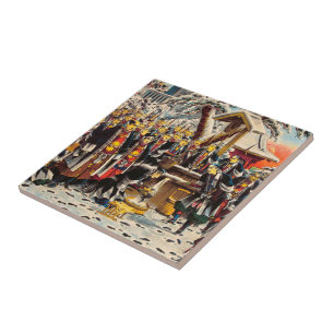 Classic historical painting Japan Bushido paragon Ceramic Tile