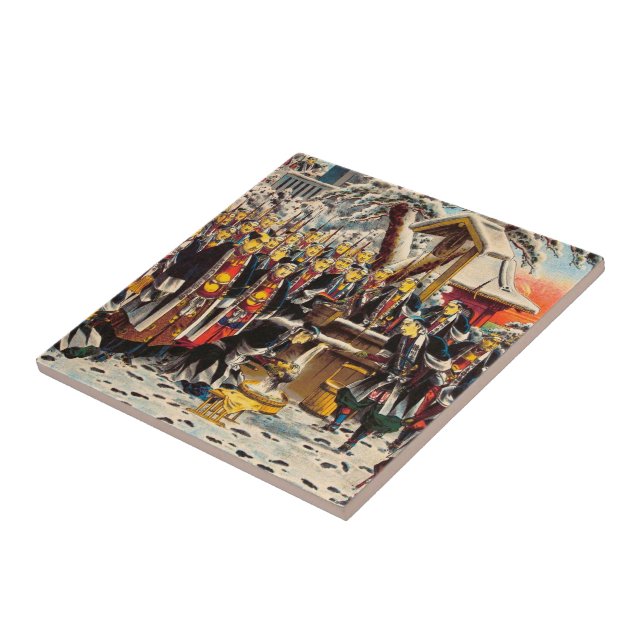 Classic historical painting Japan Bushido paragon Ceramic Tile (Side)
