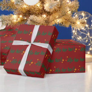 Classic Ho Ho Ho Traditional Holiday Dark Red Wrapping Paper
