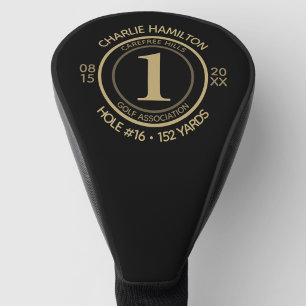 Classic Hole in One Black Gold Keepsake Golf Head Cover