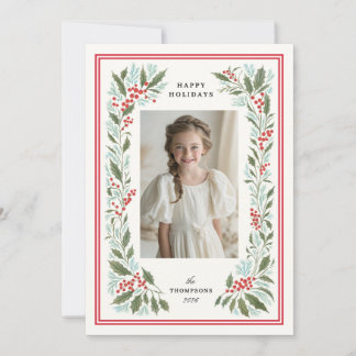 classic holiday berry border | greeting card