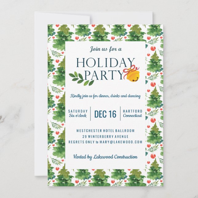 Classic Holiday Christmas Bell Party Card (Front)