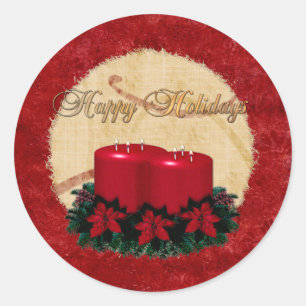 Classic Holiday Deco Christmas GIFT Round Sticker