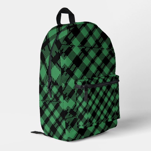 Classic Holiday Green Checkered Pattern  Printed Backpack (Back Corner Left)
