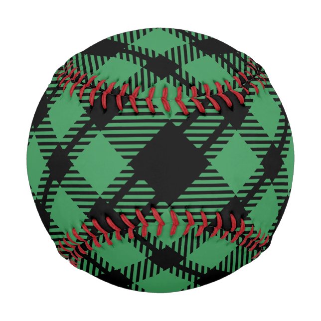Classic Holiday Green Chequered Pattern  Baseball (Front)