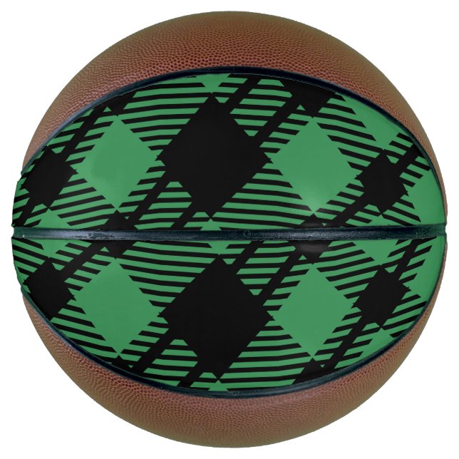 Classic Holiday Green Chequered Pattern  Basketball (Front)