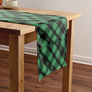 Classic Holiday Green Chequered Pattern Long Table Runner