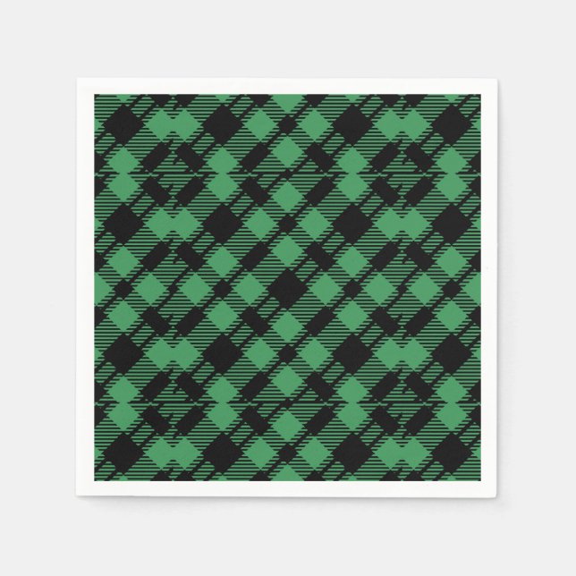Classic Holiday Green Chequered Pattern  Napkin (Front)