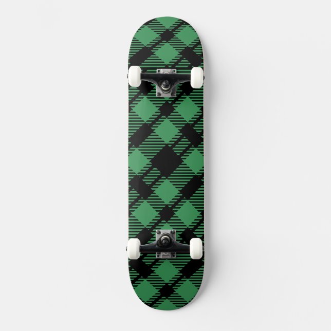 Classic Holiday Green Chequered Pattern  Skateboard (Front)