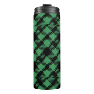 Classic Holiday Green Chequered Pattern Thermal Tumbler