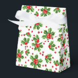 Classic Holiday Green Holly Red Berries Favour Box<br><div class="desc">Contemporary classic Christmas holiday season Holly berries and leaves pattern. Available on products such as wrapping and tissue paper,  return address labels,  gift tags,  bags and favour boxes,  stickers and ribbons.</div>