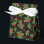 Classic Holiday Green Holly Red Berries Pattern Favour Box<br><div class="desc">Contemporary classic Christmas holiday season Holly berries and leaves pattern. Available on products such as wrapping and tissue paper,  return address labels,  gift tags,  bags and favour boxes,  stickers and ribbons.</div>
