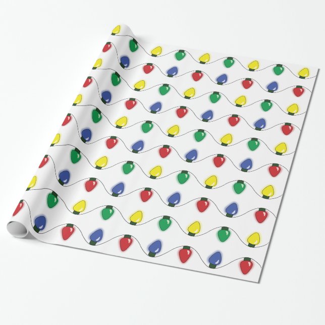 Classic Holiday Lights Wrapping Paper (Unrolled)