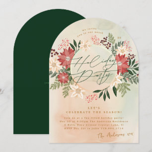 Classic Holiday Party Poinsettia Wreath Arch Invitation