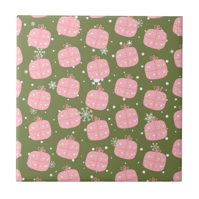 Classic Holiday Pattern-Christmas Present (2) Ceramic Tile (Front)