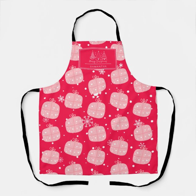Classic Holiday Pattern-Christmas Present Apron (Front)