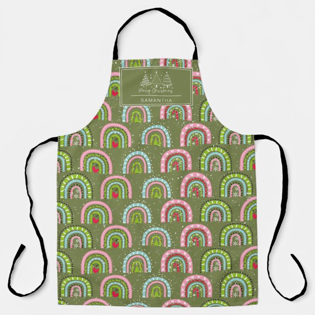 Classic Holiday Pattern- Colourful Rainbow Apron (Front)
