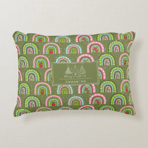 Classic Holiday Pattern- Colourful Rainbow Decorative Cushion