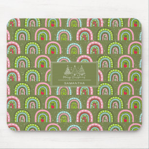 Classic Holiday Pattern- Colourful Rainbow Mouse Pad