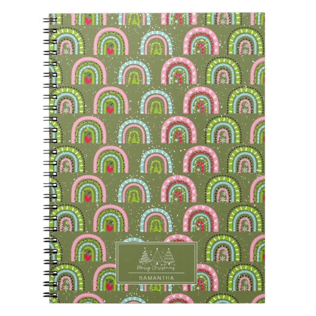 Classic Holiday Pattern- Colourful Rainbow Notebook (Front)