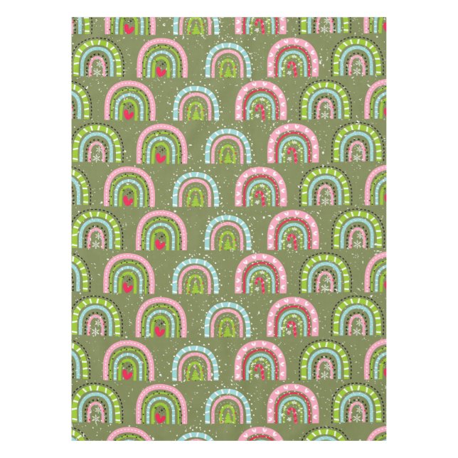 Classic Holiday Pattern- Colourful Rainbow Tablecloth (Front)