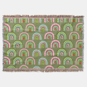 Classic Holiday Pattern- Colourful Rainbow Throw Blanket