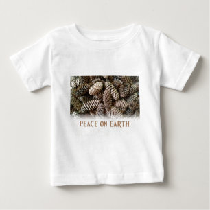 Classic Holiday Pine Cone Peace On Earth Baby T-Shirt