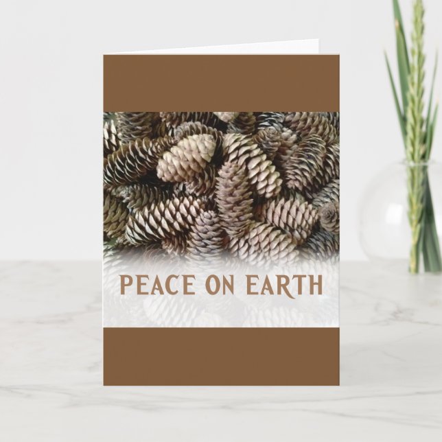 Classic Holiday Pine Cone Peace On Earth Card (Front)