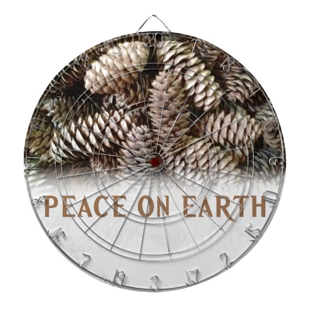 Classic Holiday Pine Cone Peace On Earth Dartboard (Front)