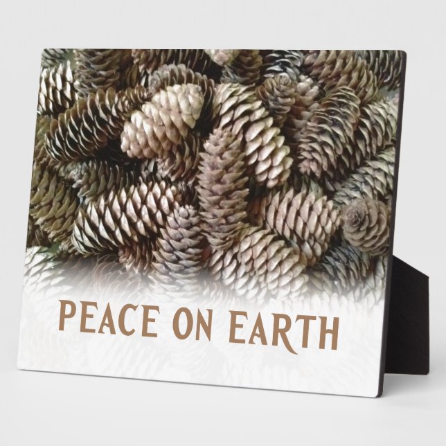 Classic Holiday Pine Cone Peace On Earth Plaque (Side)