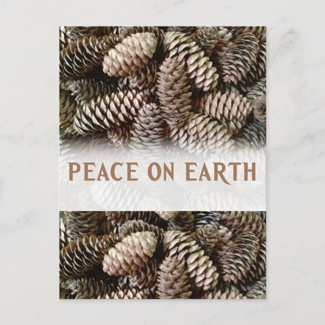 Classic Holiday Pine Cone Peace On Earth Postcard (Front)